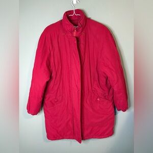 London Fog, size Large, red mid length thick warm zip up jacket